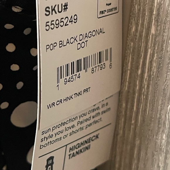 Lands'‎ End High Neck UPF 50 Modest Tankini Swimsuit Top Polka Dot Size 2 NWT - Picture 6 of 6